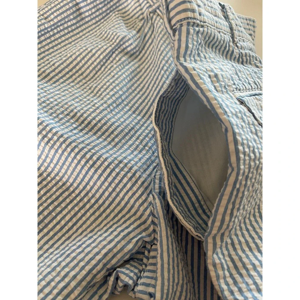 Land's End Men's Seersucker‎ Blue & White Pinstripe Shorts SZ 36, preppy, cotton